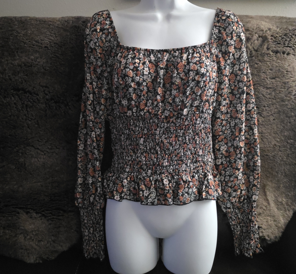 No Comment Floral Prairie Blouse Women's Size Large NWOT